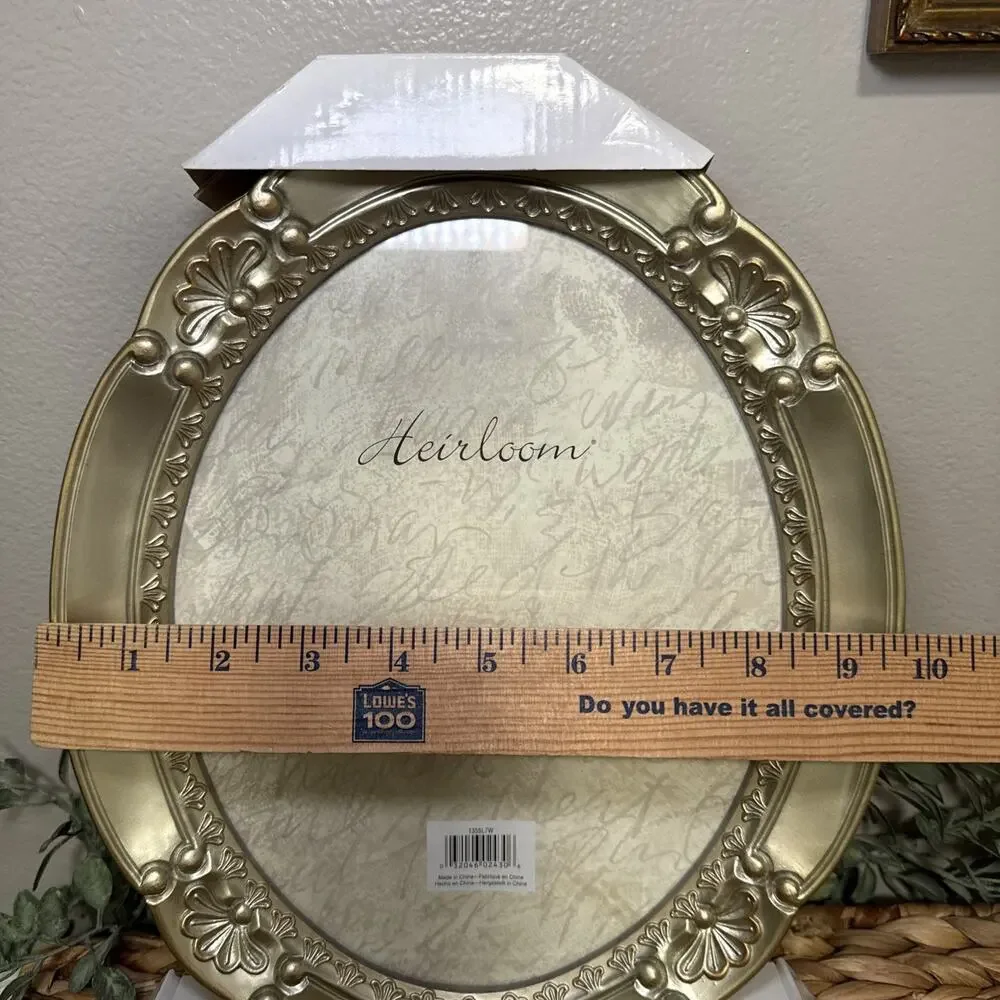 Decorel Heirloom 8x10 Oval Champagne Gold Picture Frame Floral Glass Front NOS